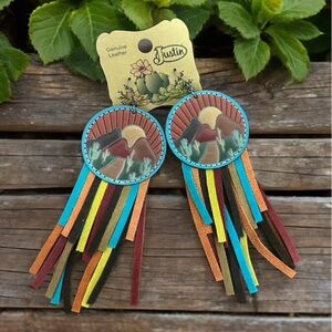 Nwt‎ Justin Boots Genuine Leather multi color  Earrings